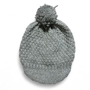 CapocubO Italian Grey wool blend knit beanie with pom pom Kids Girls 4-6